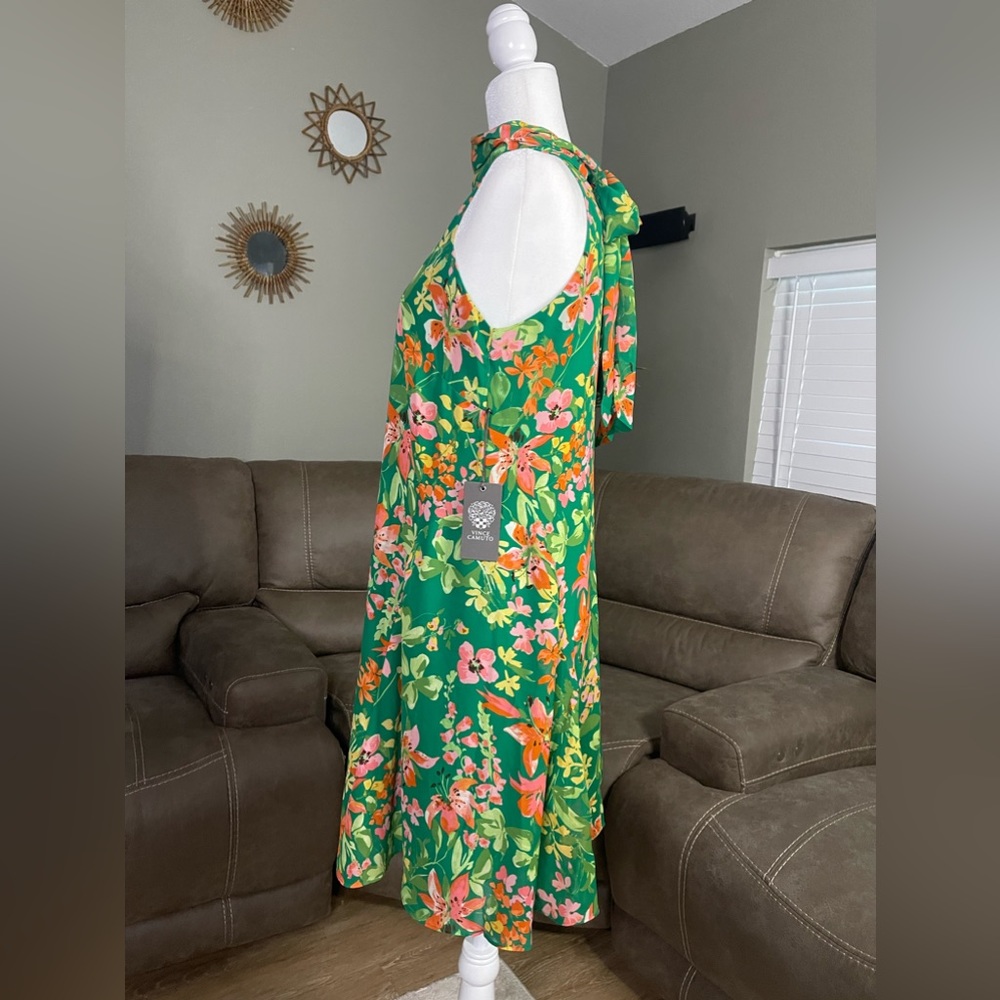 NWT Vince Camuto Green Floral Shift Dress Sz 8 Summer Vacay Party Date Resort - Picture 6 of 13